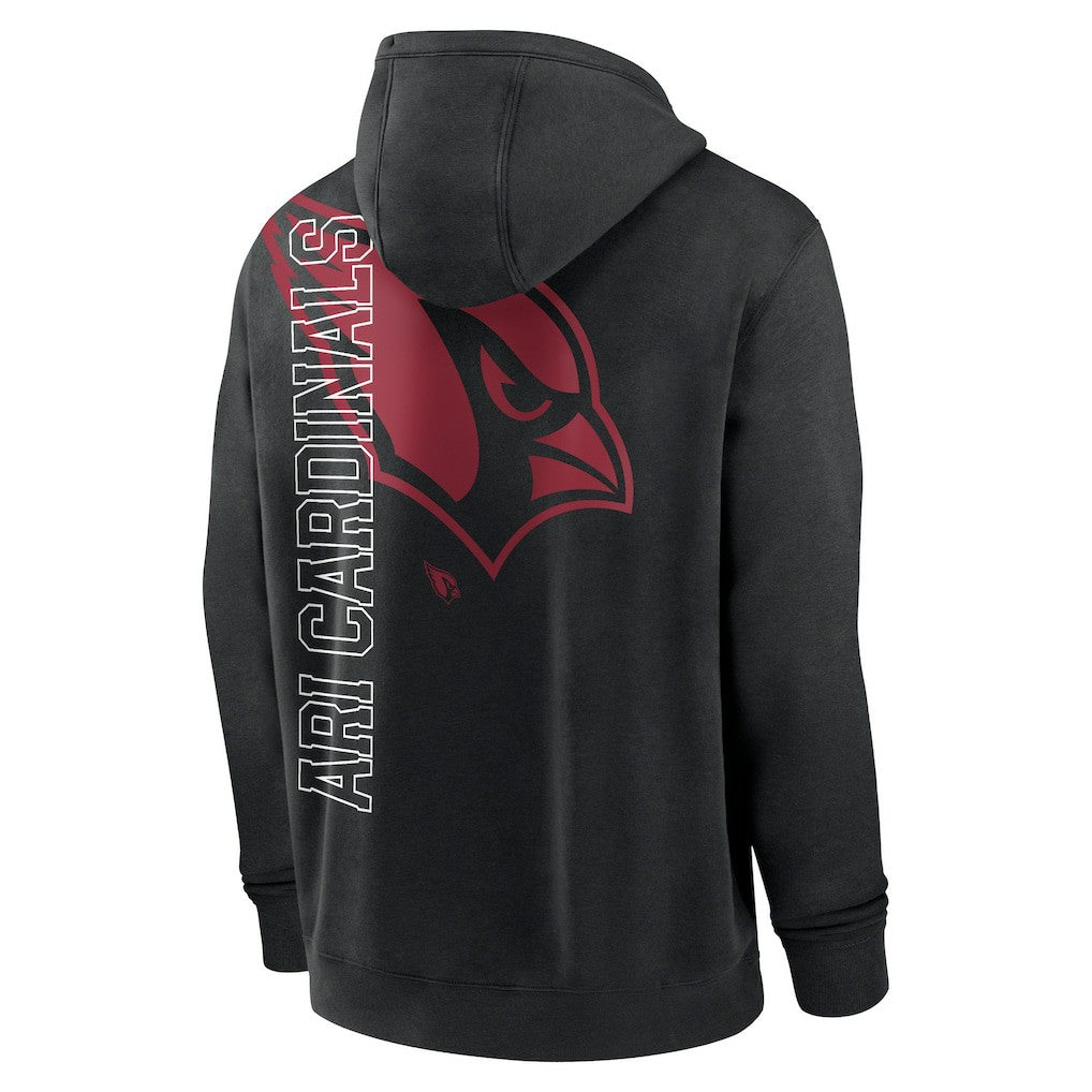 Arizona Cardinals Layered Logo Statement Pullover Hoodie - Black Hoodies
