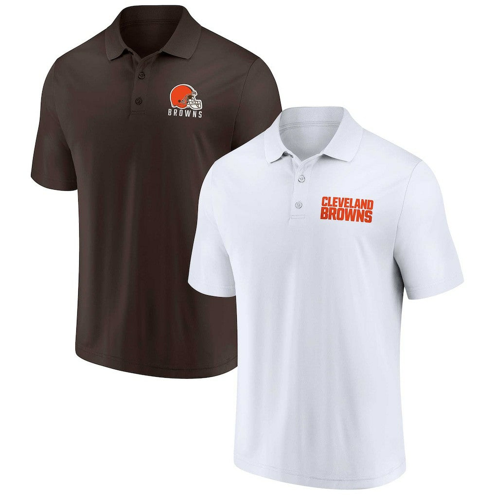 Cleveland Browns Lockup Two-Pack Polo Set - White/Brown