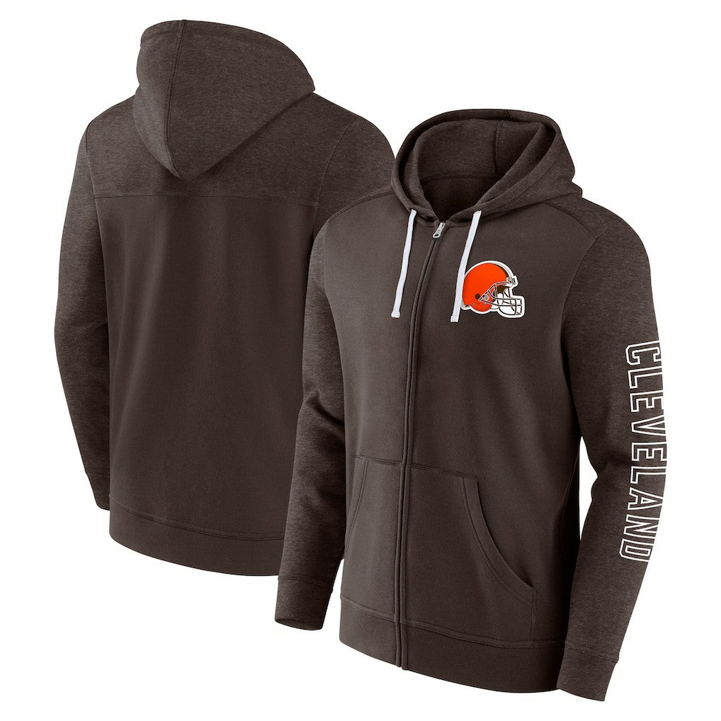 Cleveland Browns Offensive Lineup Hoodie Full-Zip Hoodie - Brown Hoodies