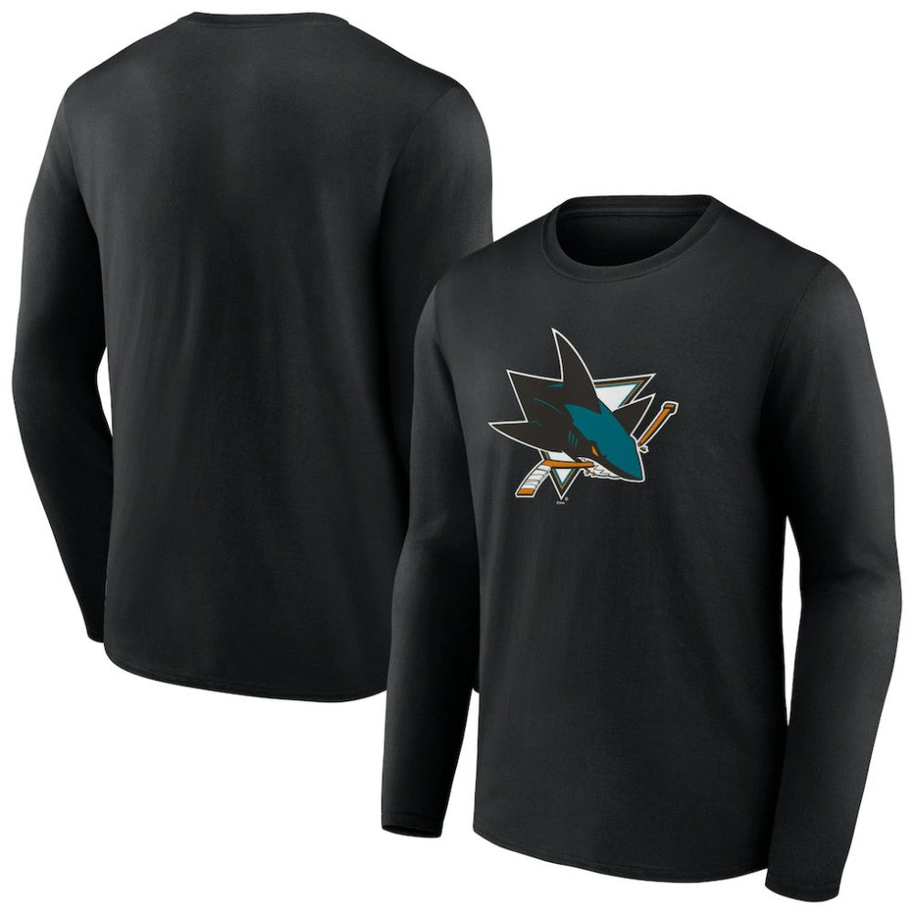 San Jose Sharks Primary Logo Team Long Sleeve T-Shirt - Black | US 5228859