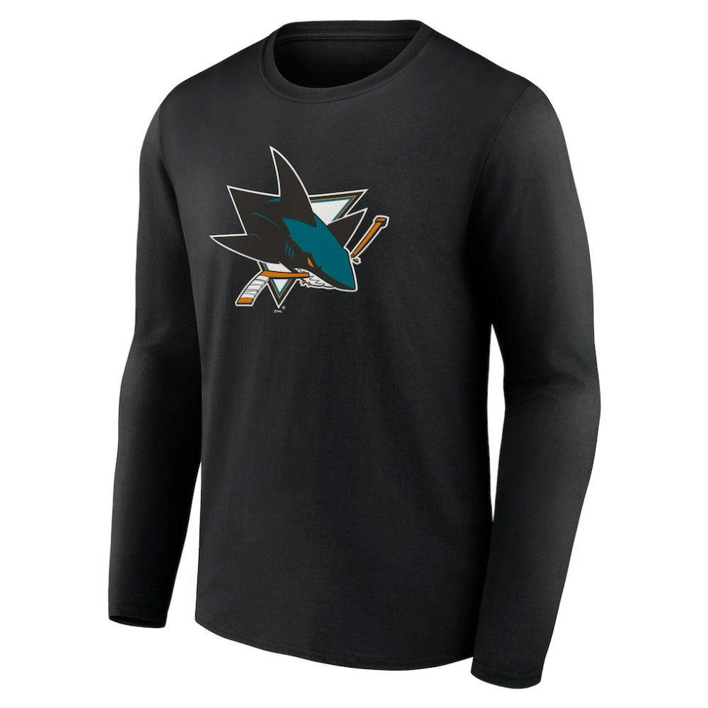 San Jose Sharks Primary Logo Team Long Sleeve T-Shirt - Black | US 5228859