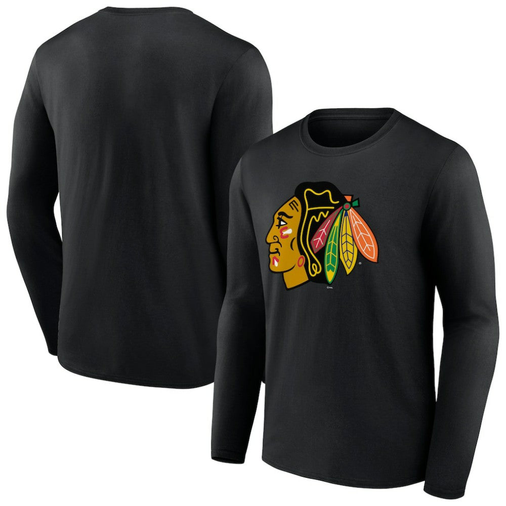 Chicago Blackhawks Primary Logo Team Long Sleeve T-Shirt - Black | US 5228888