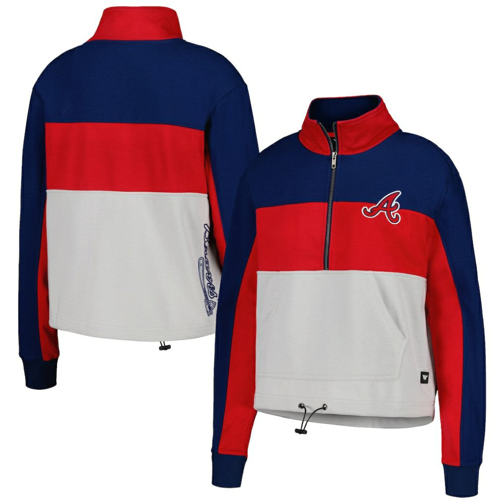 Atlanta Braves The Wild Collective Women's Color Block Half-Zip Jacket - Red/Navy Jackets