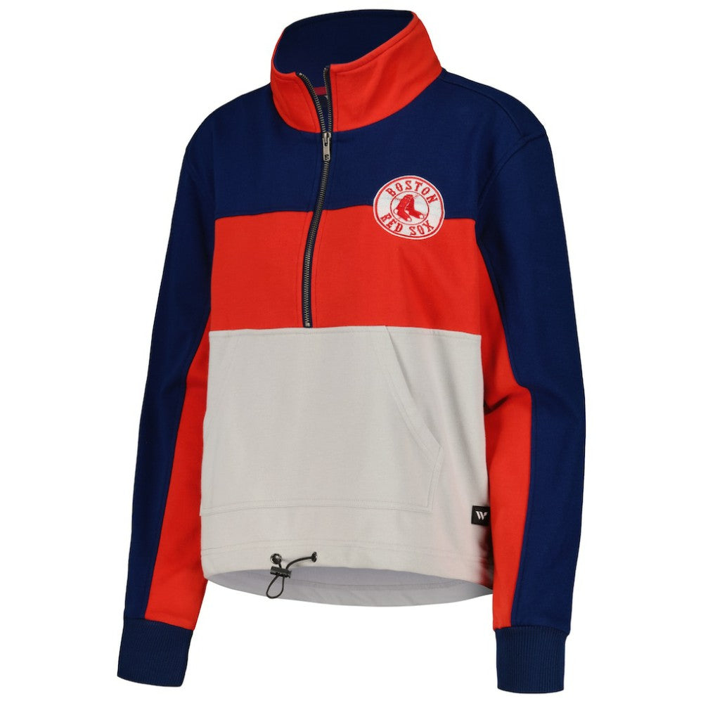 Boston Red Sox The Wild Collective Women's Color Block Half-Zip Jacket - Navy/Red Jackets