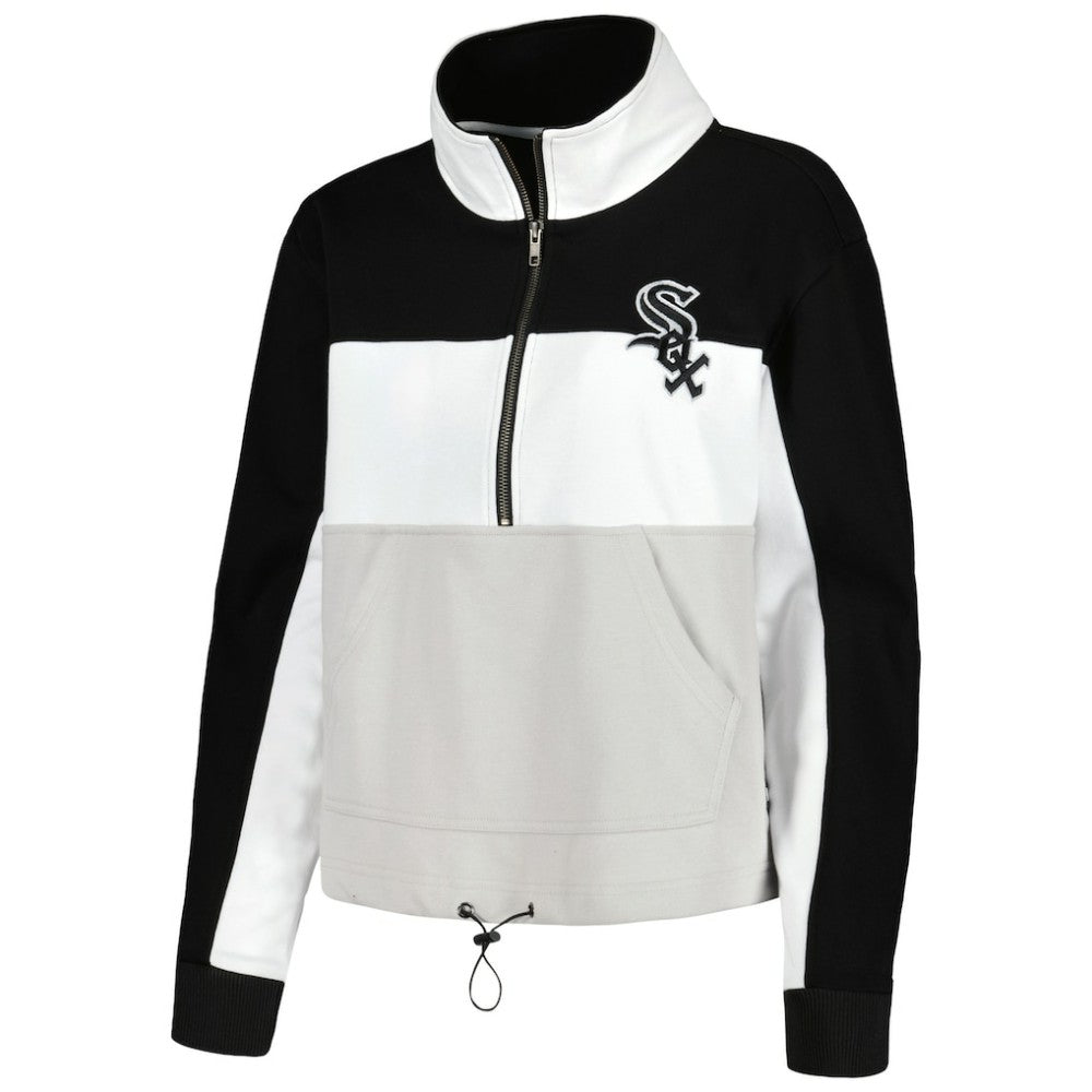 Chicago White Sox The Wild Collective Women's Color Block Half-Zip Jacket - Black/White Jackets