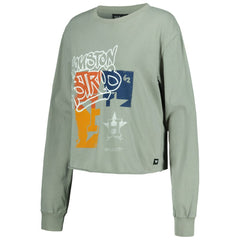 Houston Astros The Wild Collective Women's Cropped Long Sleeve T-Shirt - Gray T-shirts