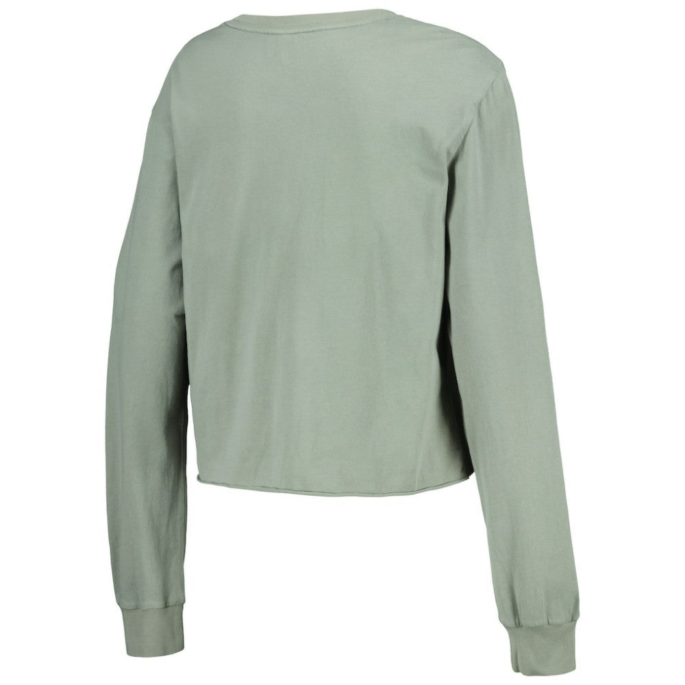 Houston Astros The Wild Collective Women's Cropped Long Sleeve T-Shirt - Gray T-shirts