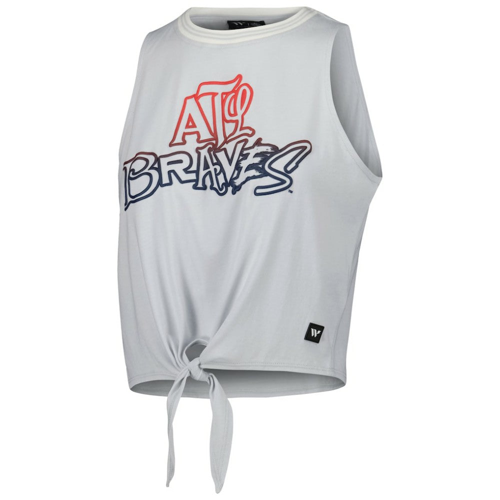 Atlanta Braves The Wild Collective Women's Twisted Tie Front Tank Top - White Tanks
