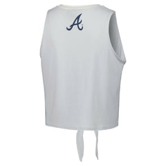 Atlanta Braves The Wild Collective Women's Twisted Tie Front Tank Top - White Tanks