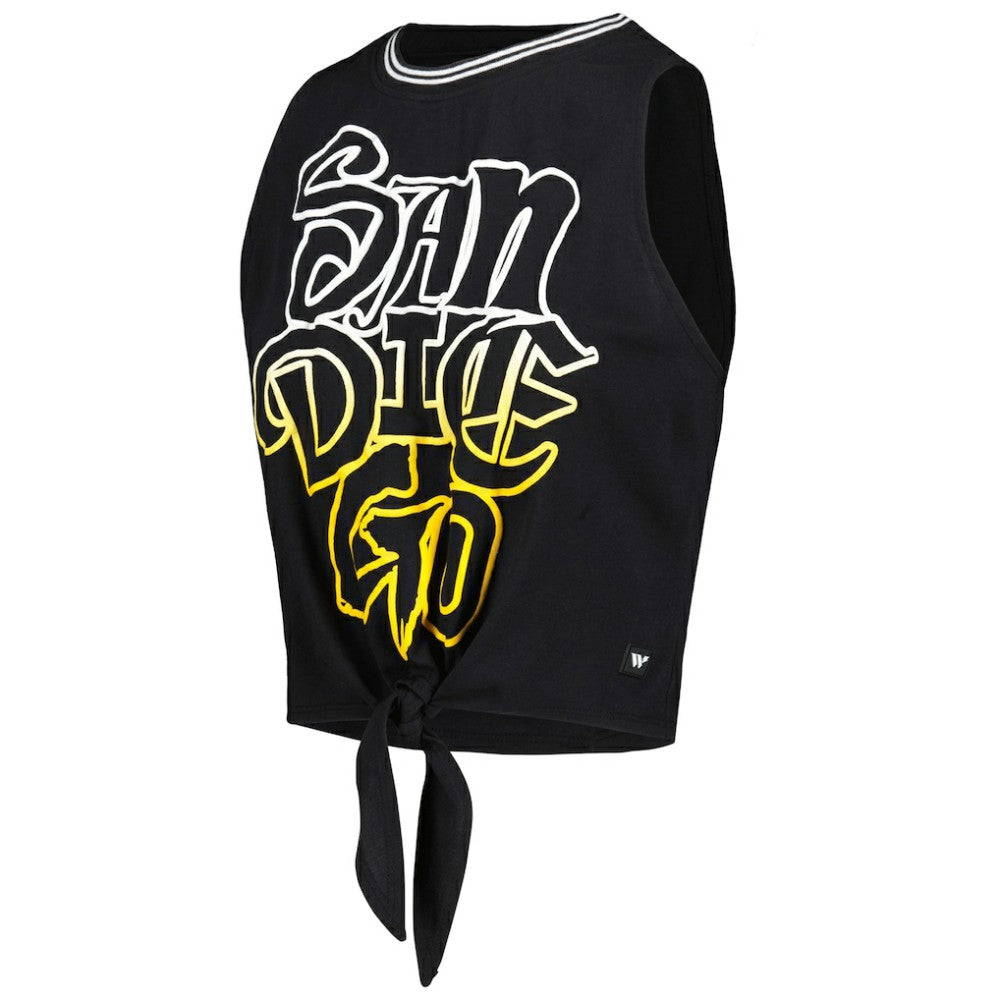 San Diego Padres The Wild Collective Women's Twisted Tie Front Tank Top - Black Tanks