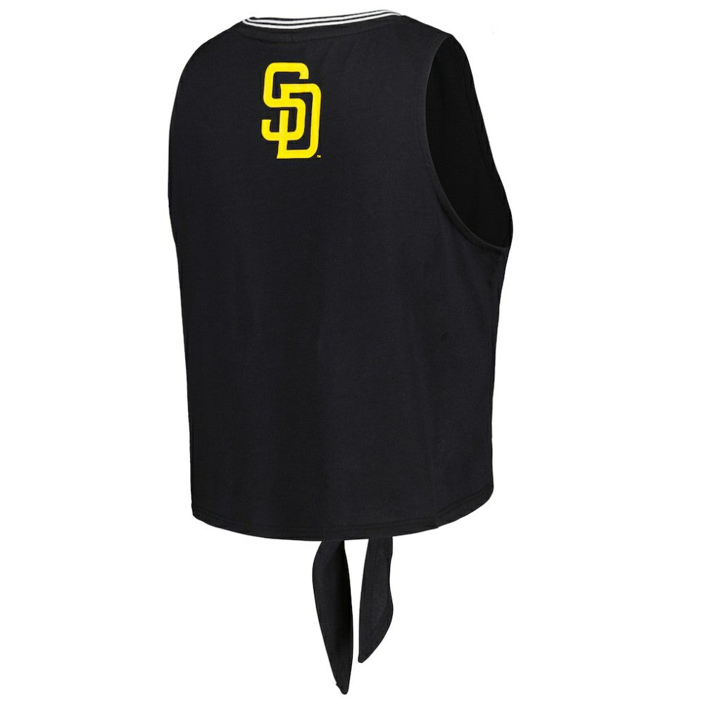 San Diego Padres The Wild Collective Women's Twisted Tie Front Tank Top - Black Tanks