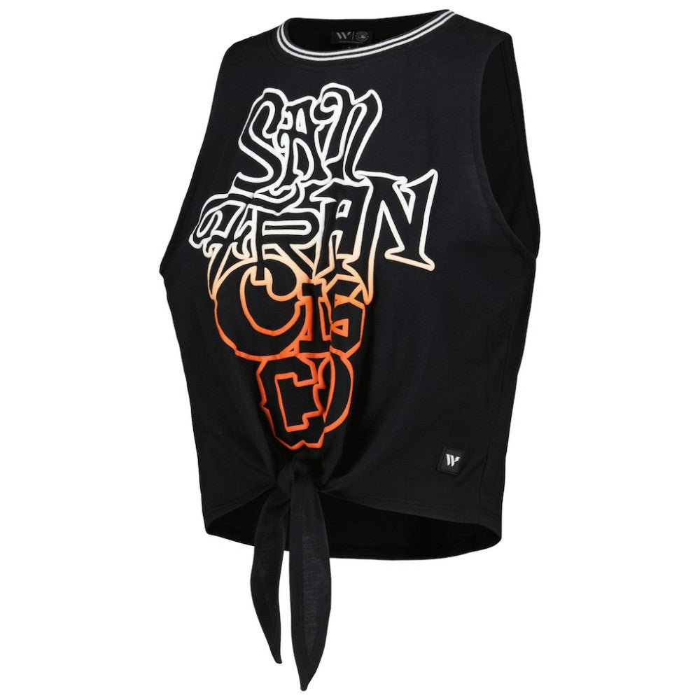 San Francisco Giants The Wild Collective Women's Twisted Tie Front Tank Top - Black Tanks