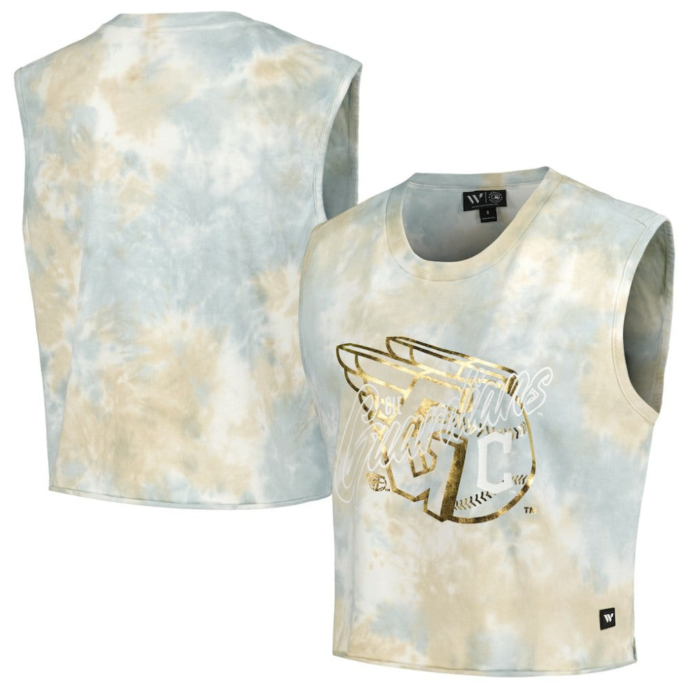 Cleveland Guardians The Wild Collective Women's Washed Muscle Tank Top - White Tanks
