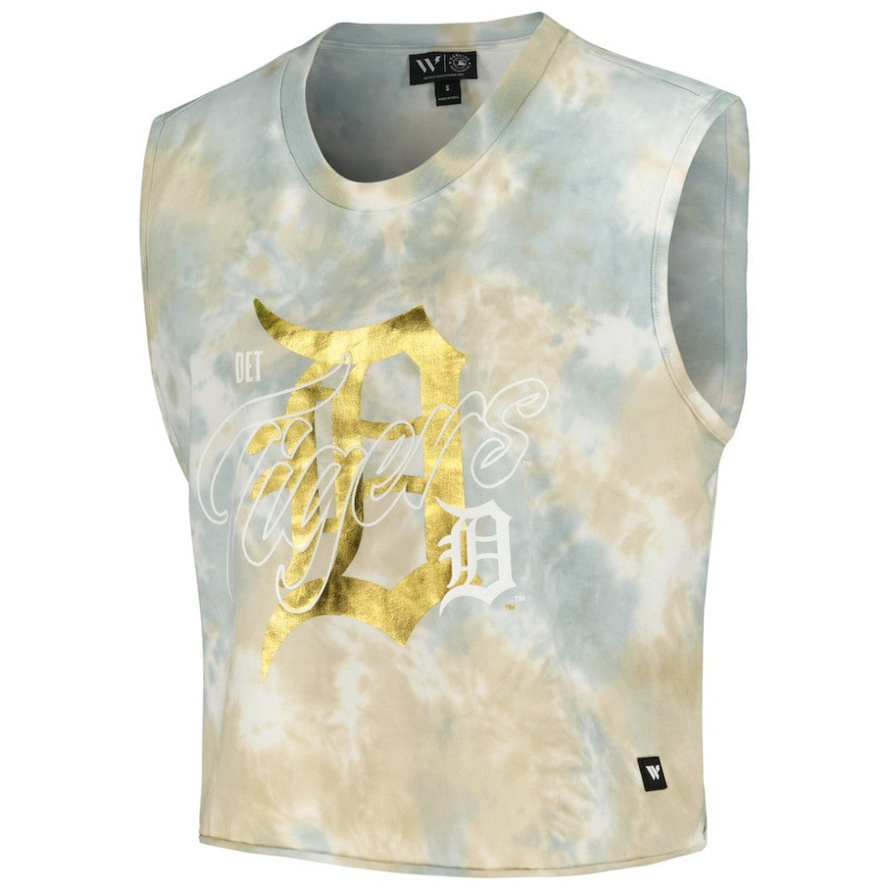 Detroit Tigers The Wild Collective Women's Washed Muscle Tank Top - White Tanks