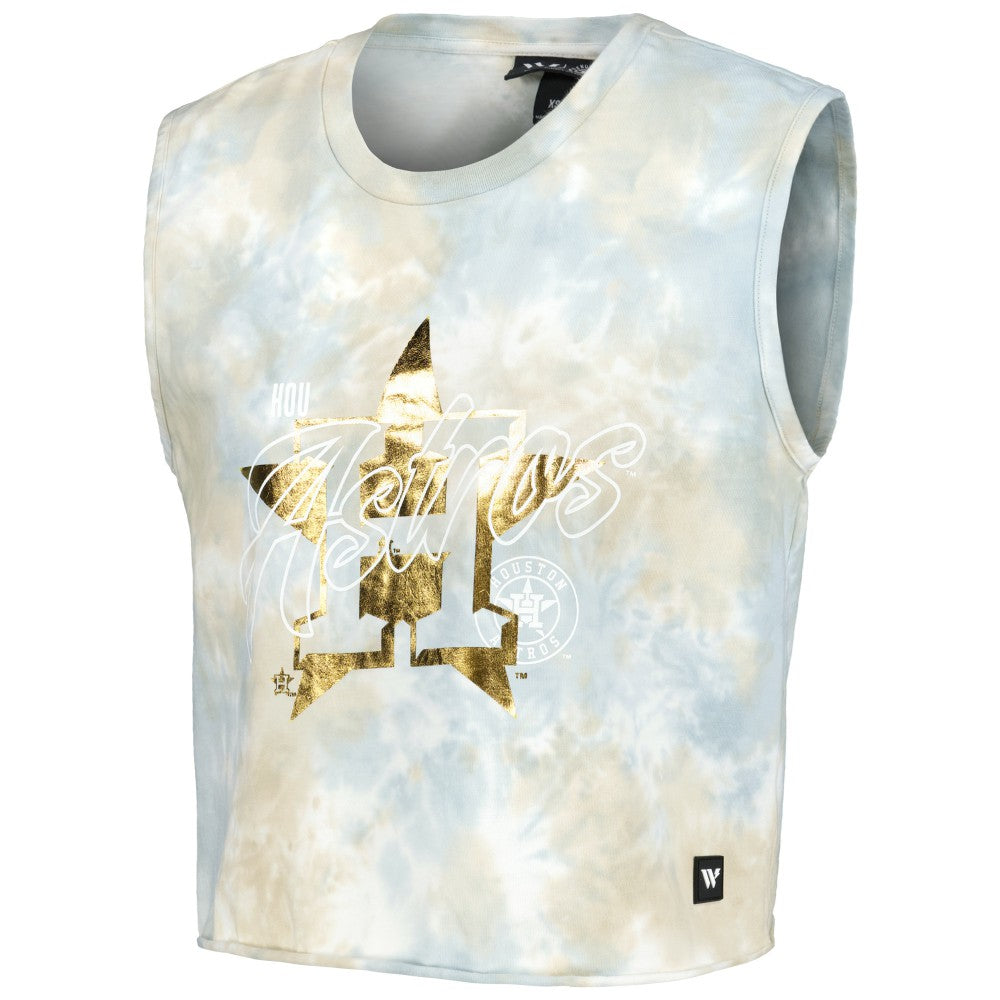 Houston Astros The Wild Collective Women's Washed Muscle Tank Top - White Tanks