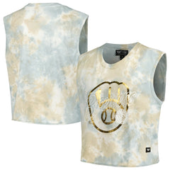 Milwaukee Brewers The Wild Collective Women's Washed Muscle Tank Top - White Tanks