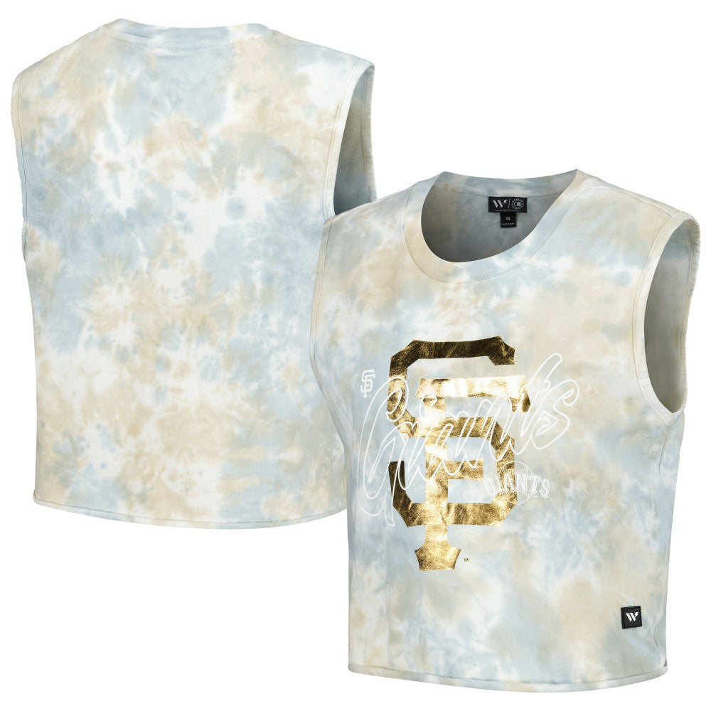 San Francisco Giants The Wild Collective Women's Washed Muscle Tank Top - White Tanks
