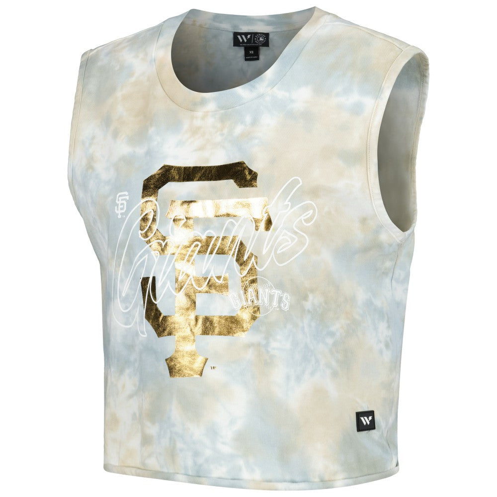 San Francisco Giants The Wild Collective Women's Washed Muscle Tank Top - White Tanks