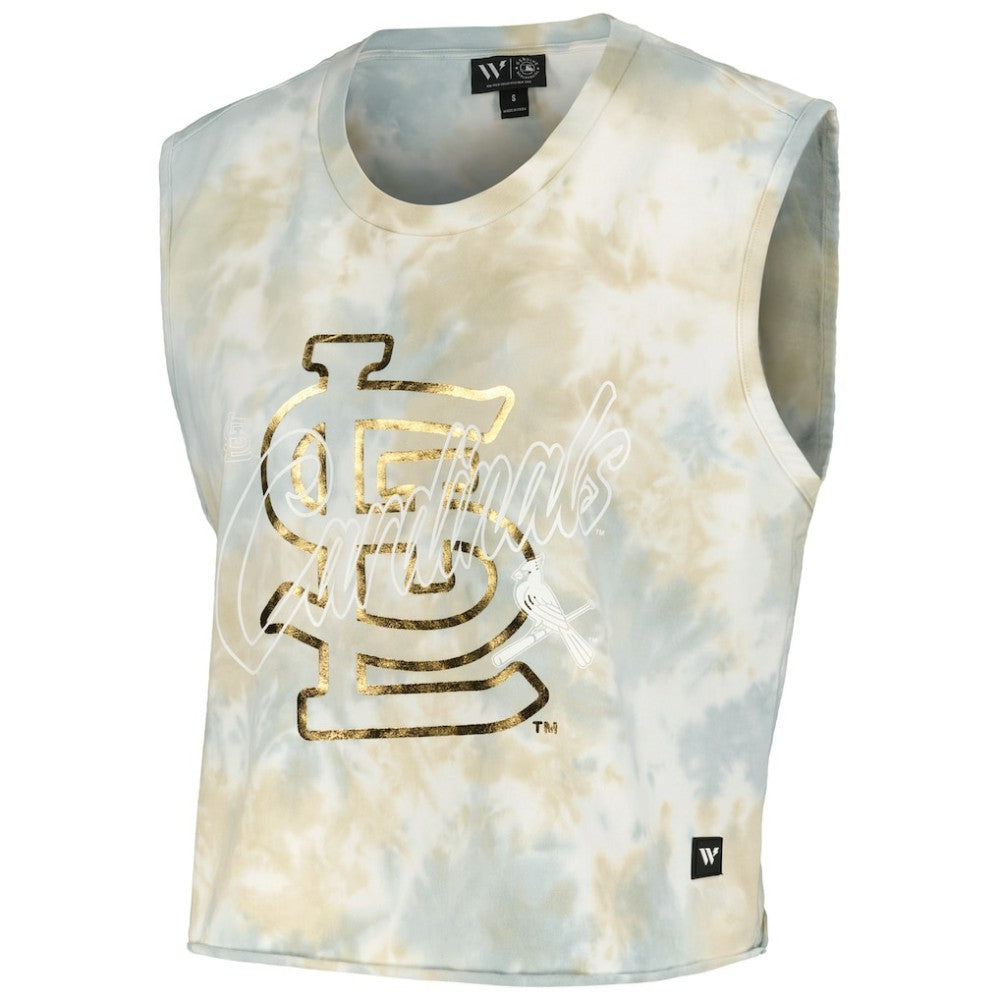 St. Louis Cardinals The Wild Collective Women's Washed Muscle Tank Top - White Tanks