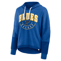 St. Louis Blues Fanatics Women's Lux Lounge Helmet Arch Pullover Hoodie - Heather Blue | US 5229595