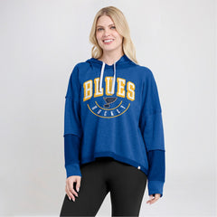 St. Louis Blues Fanatics Women's Lux Lounge Helmet Arch Pullover Hoodie - Heather Blue | US 5229595