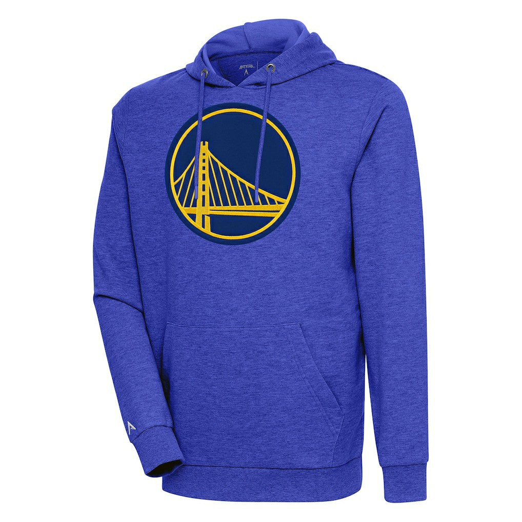 Golden State Warriors Antigua Action Pullover Hoodie Heather Royal