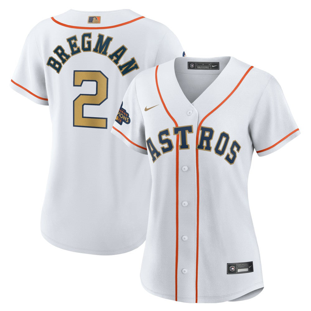 Alex Bregman Houston Astros Nike Women's 2023 Gold Collection Replica Player Jersey - White/Gold Jerseys