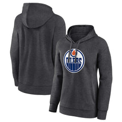 Edmonton Oilers Women's Primary Logo Pullover Hoodie - Charcoal | US 5231742