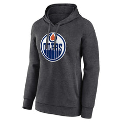Edmonton Oilers Women's Primary Logo Pullover Hoodie - Charcoal | US 5231742