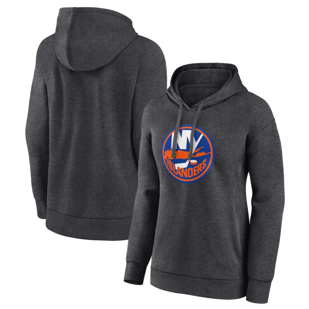 New York Islanders Women's Primary Logo Pullover Hoodie - Charcoal | US 5231750