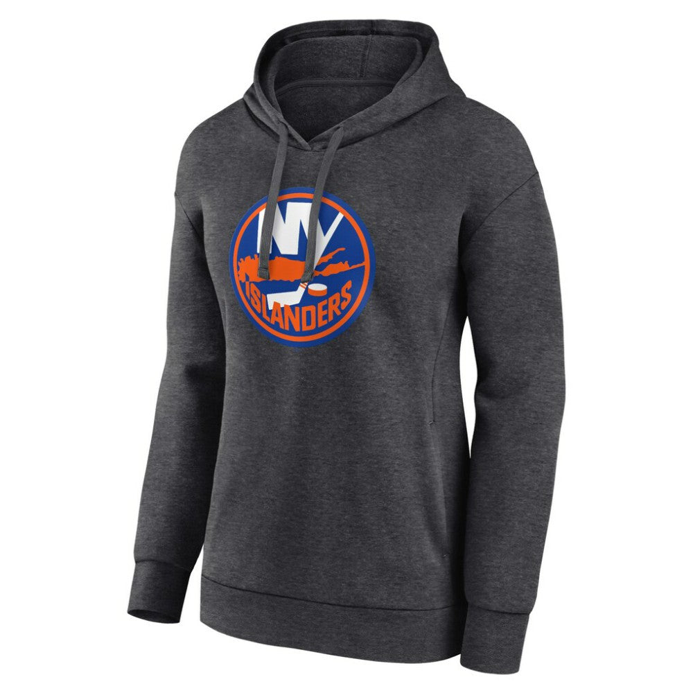 New York Islanders Women's Primary Logo Pullover Hoodie - Charcoal | US 5231750