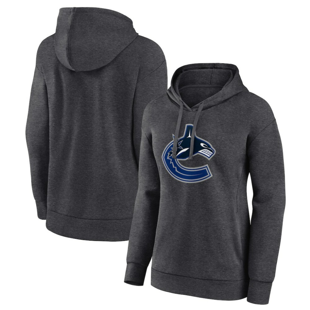 Vancouver Canucks Women's Primary Logo Pullover Hoodie - Charcoal | US 5231761