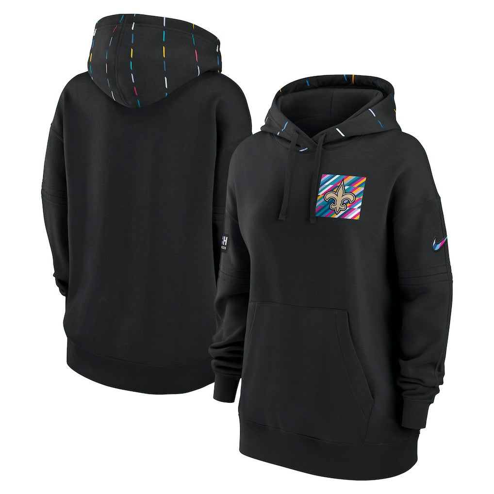 New Orleans Saints Women's 2023 NFL Crucial Catch Club Pullover Hoodie - Black Hoodies