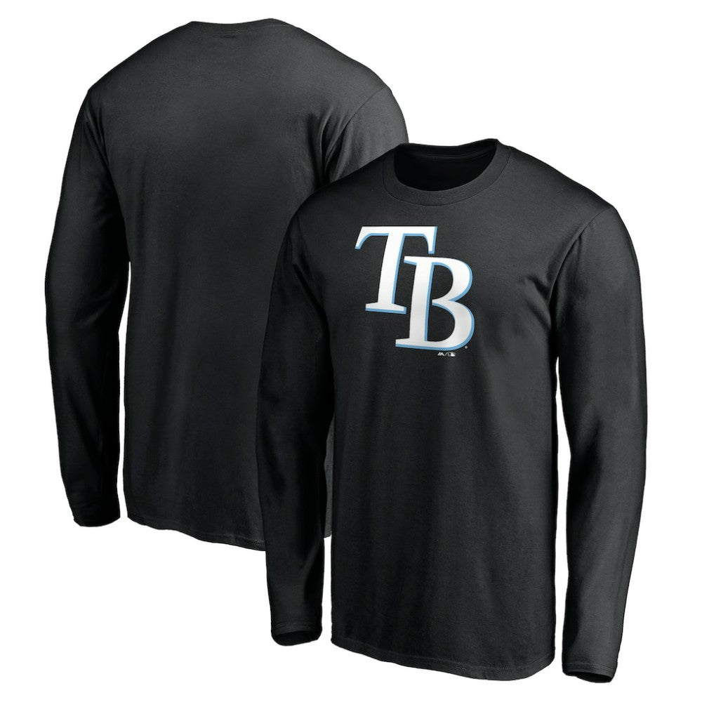 Tampa Bay Rays Official Team Logo Long Sleeve T-Shirt - Black T-shirts