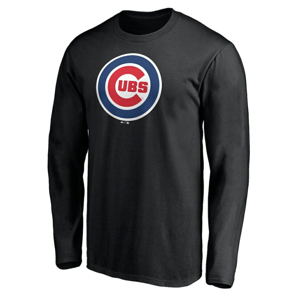 Chicago Cubs Official Team Logo Long Sleeve T-Shirt - Black T-shirts