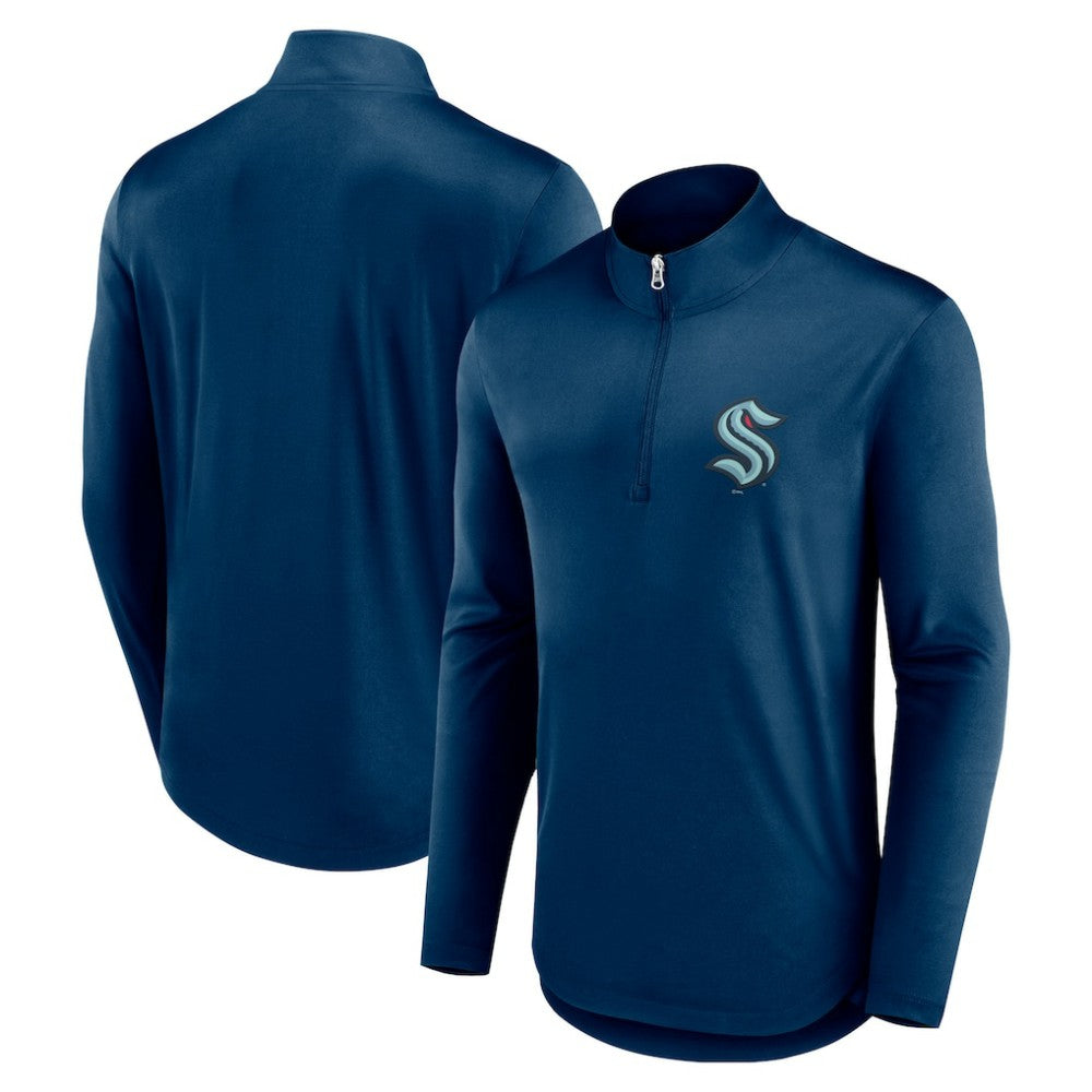 Seattle Kraken Fanatics Mock Neck Quarter-Zip Top - Deep Sea Blue | US 5232720