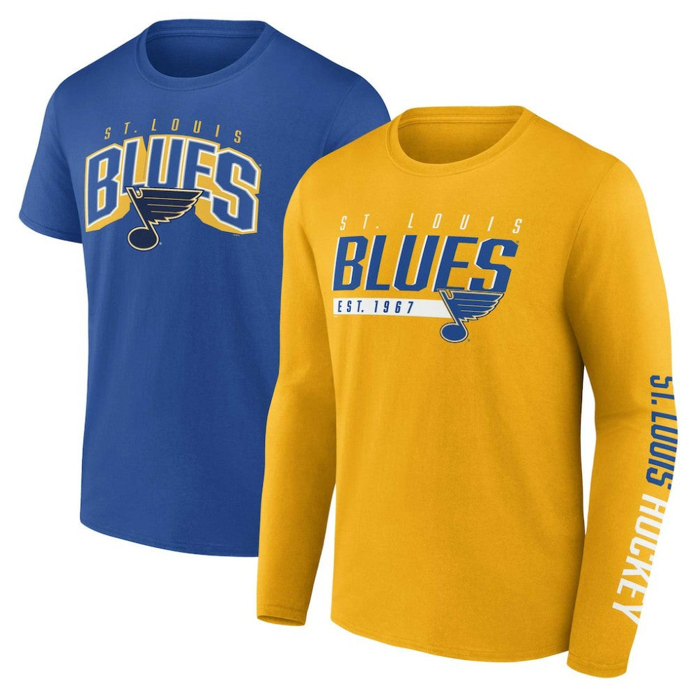 St. Louis Blues Fanatics Bottle Rocket T-Shirt Combo Pack - Gold/Blue | US 5232730
