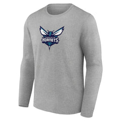 Charlotte Hornets Primary Team Logo Long Sleeve T-Shirt Gray outlet