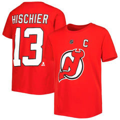 Nico Hischier New Jersey Devils Youth Player Name & Number T-Shirt - Red | US 5232959