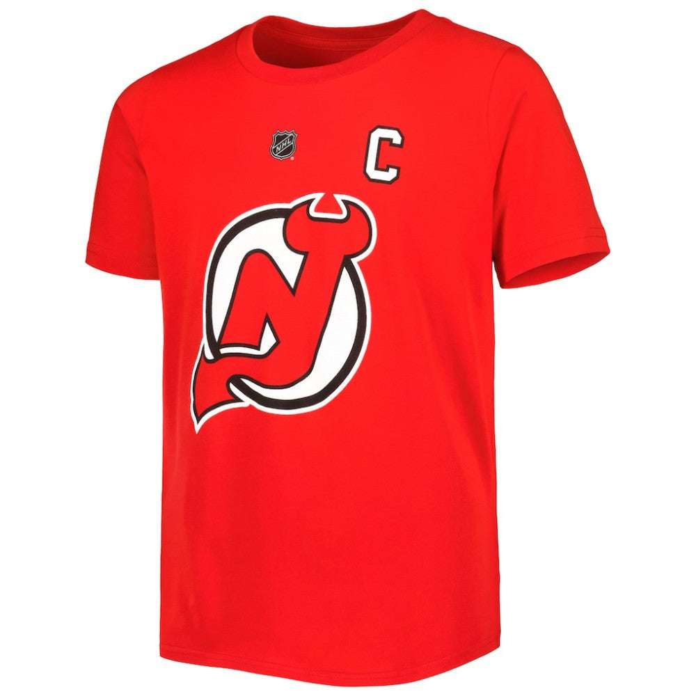 Nico Hischier New Jersey Devils Youth Player Name & Number T-Shirt - Red | US 5232959