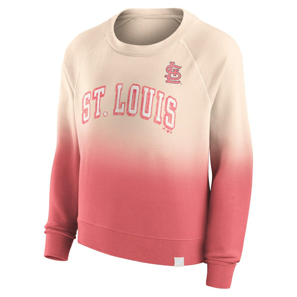 St. Louis Cardinals Fanatics Women's Luxe Lounge Arch Raglan Pullover Sweatshirt - Tan/Red Pullover