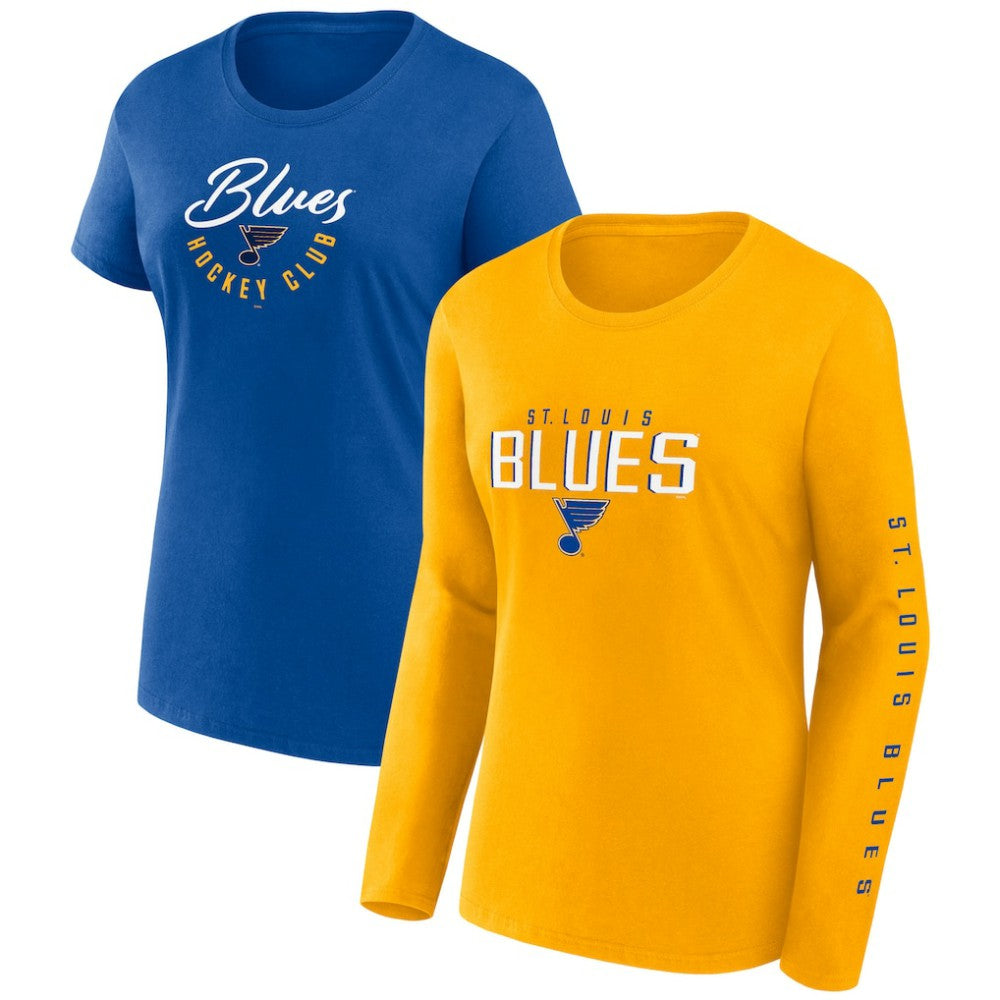 St. Louis Blues Fanatics Women's Long and Short Sleeve Two-Pack T-Shirt Set - Blue | US 5233298