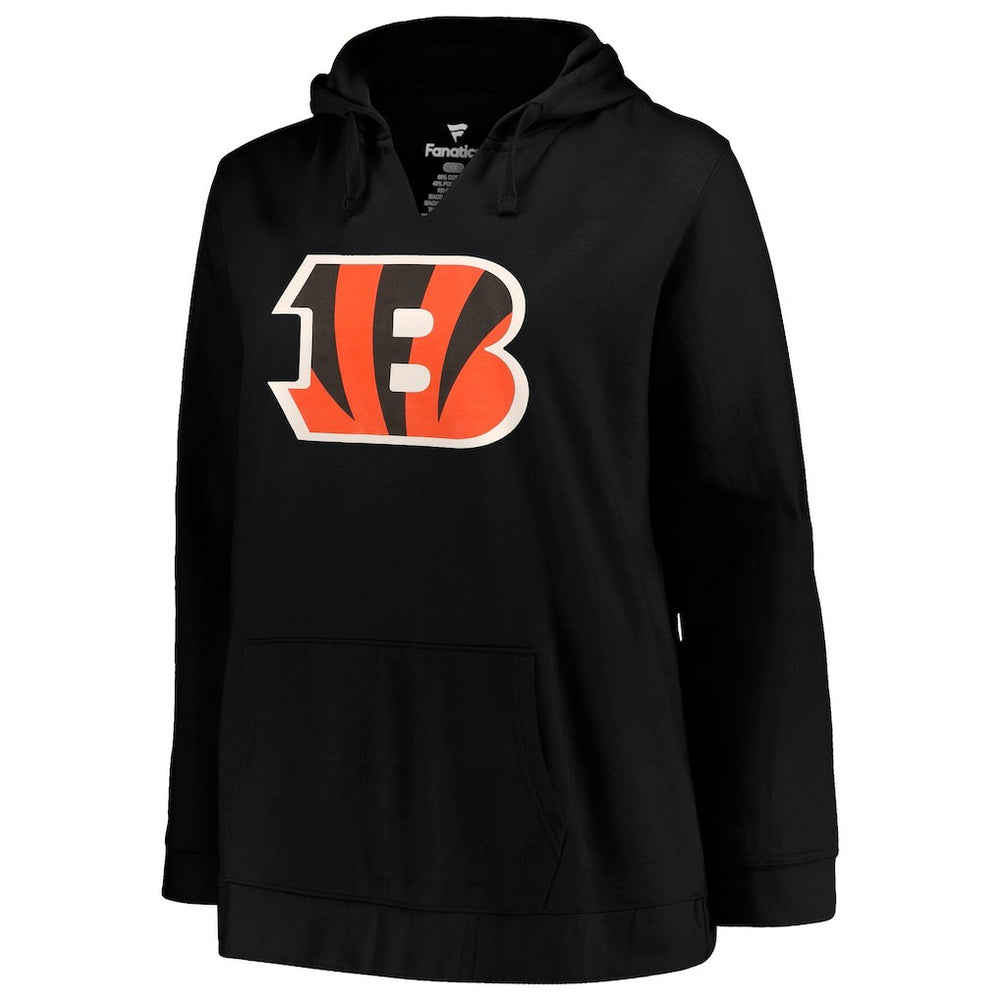 Joe Burrow Cincinnati Bengals Profile Women's Plus Size Player Name & Number Pullover Hoodie - Black Hoodies