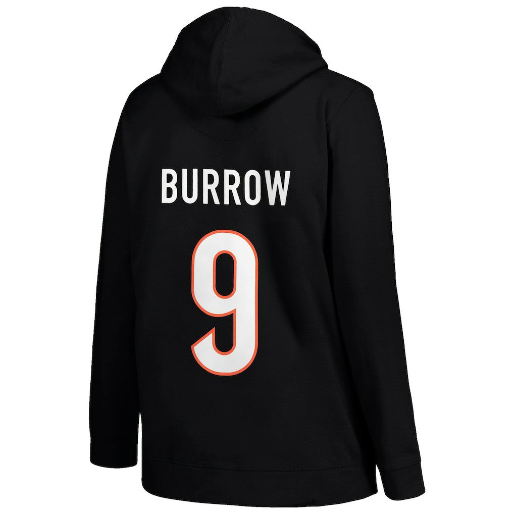 Joe Burrow Cincinnati Bengals Profile Women's Plus Size Player Name & Number Pullover Hoodie - Black Hoodies