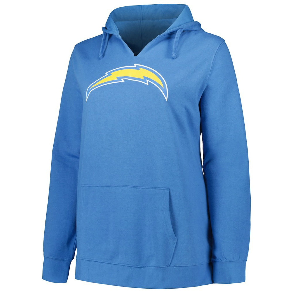 Justin Herbert Los Angeles Chargers Profile Women's Plus Size Player Name & Number Pullover Hoodie - Powder Blue Hoodies