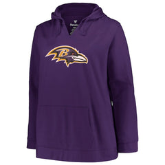 Lamar Jackson Baltimore Ravens Profile Women's Plus Size Player Name & Number Pullover Hoodie - Purple Hoodies