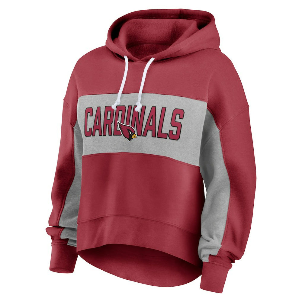 Arizona Cardinals Women's Filled Stat Sheet Lighweight Modest Crop Hoodie - Cardinal Hoodies