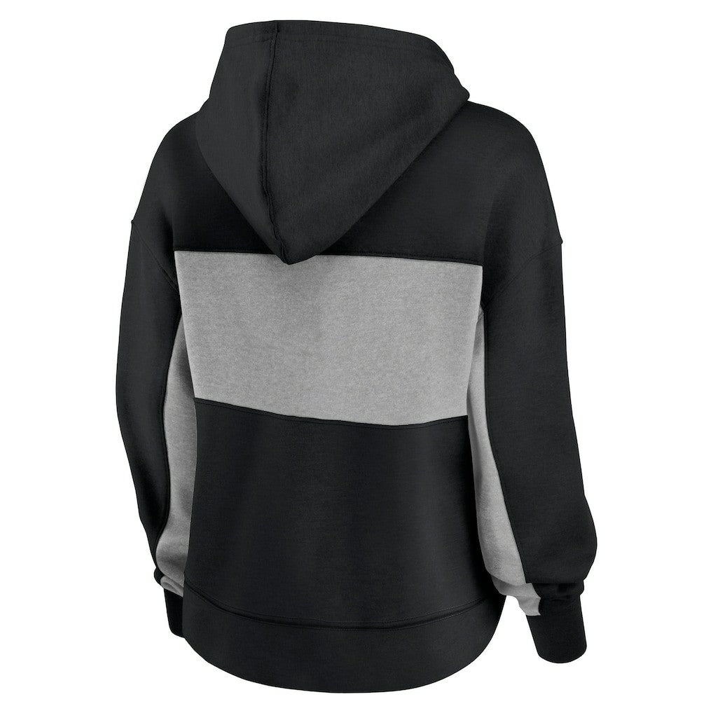 Carolina Panthers Women's Filled Stat Sheet Lighweight Modest Crop Hoodie - Black Hoodies