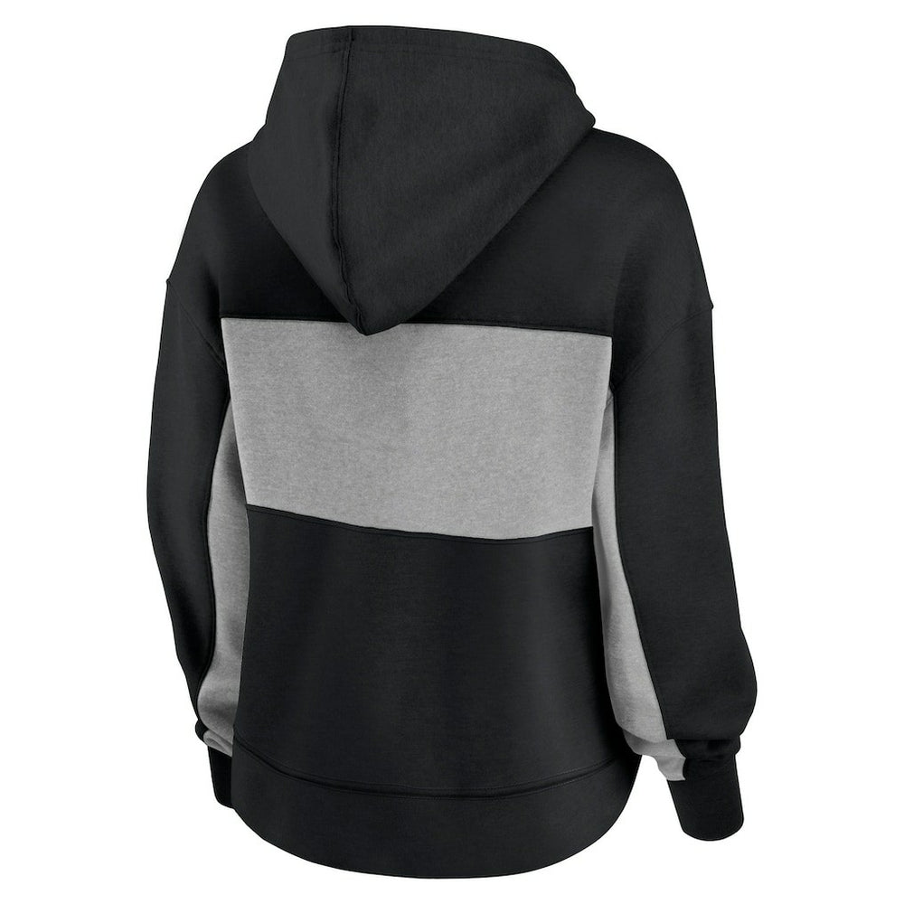 Carolina Panthers Women's Filled Stat Sheet Lighweight Modest Crop Hoodie - Black Hoodies