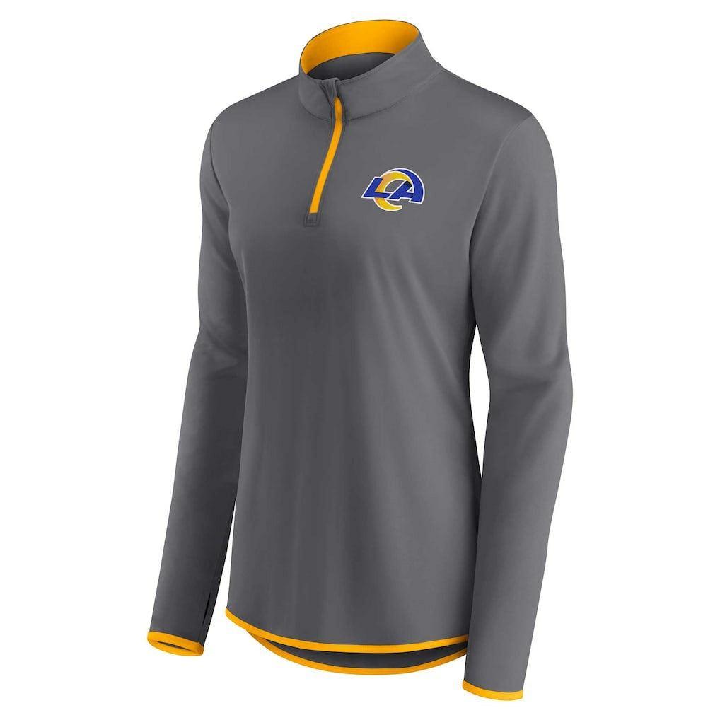 Los Angeles Rams Women's Adult Corner Long Sleeve 1/4 Zip Top - Gray Tops